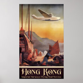 Hong Kong Vintage Travel Poster ポスター