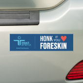 Honk もし You Love Foreskin — Blue バンパーステッカー (車上)