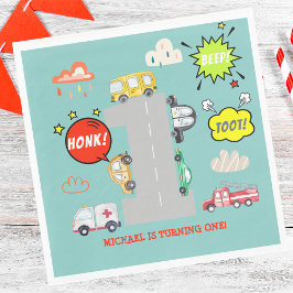 Honk beep toot車の最初の男の子の誕生日 スタンダードランチョンナプキン