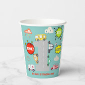 Honk beep toot車の最初の男の子の誕生日 紙コップ (裏面)