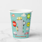 Honk beep toot車の最初の男の子の誕生日 紙コップ (正面)