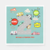 Honk beep toot車の男の子の誕生日 スタンダードランチョンナプキン (正面)