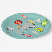 Honk beep toot車の男の子の誕生日 ペーパープレート (アングル)