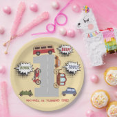 Honk beep toot retro車の最初の男の子の誕生日 ペーパープレート (パーティー)