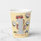 Honk beep toot retro車の最初の男の子の誕生日 紙コップ (裏面)