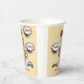 Honk beep toot retro車の最初の男の子の誕生日 紙コップ (右)