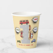 Honk beep toot retro車の最初の男の子の誕生日 紙コップ (正面)