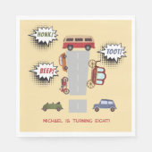 Honk beep toot retro車の男の子の誕生日 スタンダードランチョンナプキン (正面)
