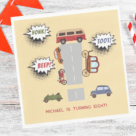 Honk beep toot retro車の男の子の誕生日 スタンダードランチョンナプキン