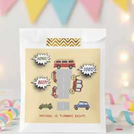 Honk beep toot retro車の男の子の誕生日 フェイバーバッグ