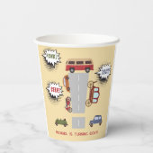 Honk beep toot retro車の男の子の誕生日 紙コップ (裏面)