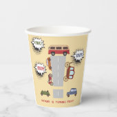 Honk beep toot retro車の男の子の誕生日 紙コップ (正面)