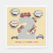Honk beep toot retro車の2番目の男の子の誕生日 スタンダードランチョンナプキン (正面)