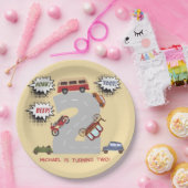 Honk beep toot retro車の2番目の男の子の誕生日 ペーパープレート (パーティー)