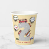 Honk beep toot retro車の2番目の男の子の誕生日 紙コップ (正面)
