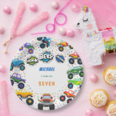 Honk beep vroomモンスタートラック男の子誕生日 ペーパープレート (パーティー)