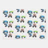 Honk beep vroomモンスタートラック男の子誕生日 ラッピングペーパーシート (正面3)