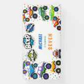 Honk beep vroomモンスタートラック男の子誕生日 横断幕 (縦)