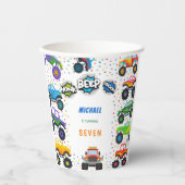 Honk beep vroomモンスタートラック男の子誕生日 紙コップ (正面)