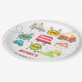 Honk beep vroom happy veicles boy birthday ペーパープレート (アングル)