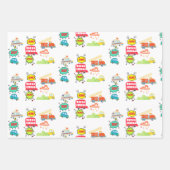 Honk beep vroom happy veicles boy birthday ラッピングペーパーシート (正面2)