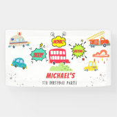 Honk beep vroom happy veicles boy birthday 横断幕 (横)