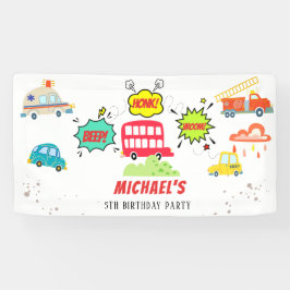 Honk beep vroom happy veicles boy birthday 横断幕