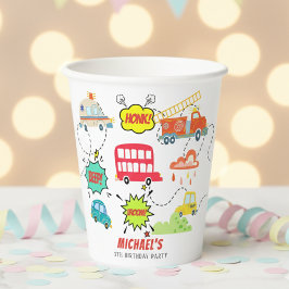 Honk beep vroom happy veicles boy birthday 紙コップ