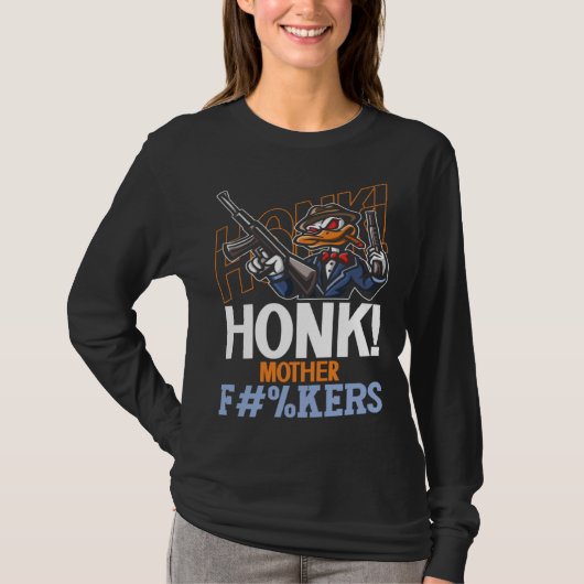 Honk Duck Goose With Guns Internet Meme Tシャツ (正面)
