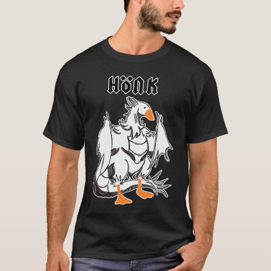 HONK Goose Dragon Metal Medieval Fantasy Magical C Tシャツ (正面)