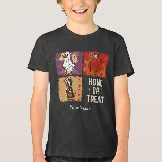 Honk or Treat Funny Halloween Duck トライブレンドTシャツ (正面)
