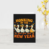 Honking In The New Year 2026 Funny Duck Gift  カード (黄色い花)
