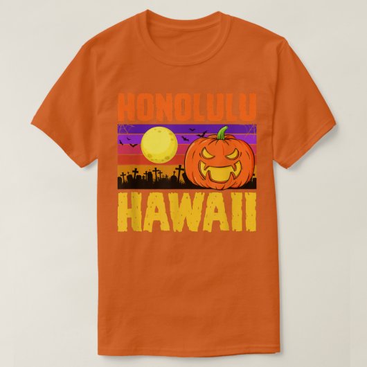 Honolulu Hawaii Happy Halloween Party Local City P Tシャツ (デザイン正面)