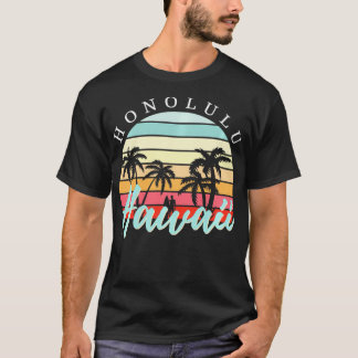 Honolulu Hawaii Sunset Surfing Retro Vintage  Tシャツ