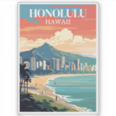 Honolulu, Hawaii: Travel Vintage シール (正面)