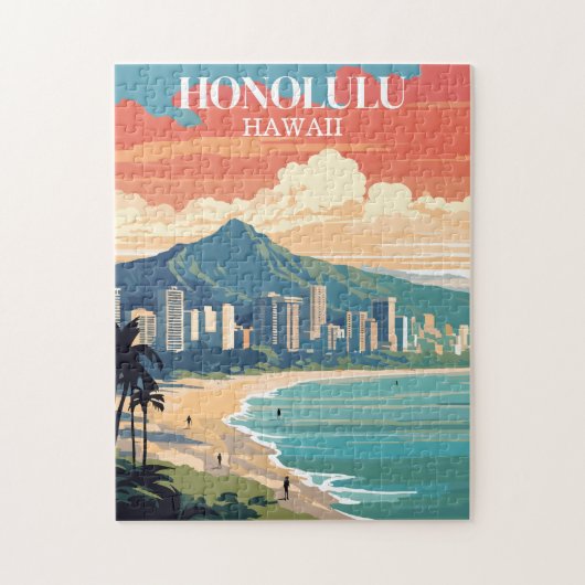 Honolulu, Hawaii: Travel Vintage ジグソーパズル (縦)