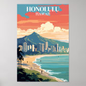 Honolulu, Hawaii: Travel Vintage ポスター (正面)