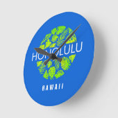 Honolulu Hawaii Tropical Custom Name ラウンド壁時計 (傾斜)