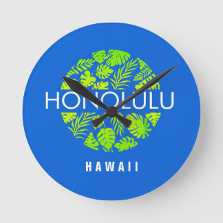 Honolulu Hawaii Tropical Custom Name ラウンド壁時計