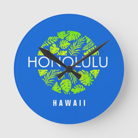 Honolulu Hawaii Tropical Custom Name ラウンド壁時計 (正面)