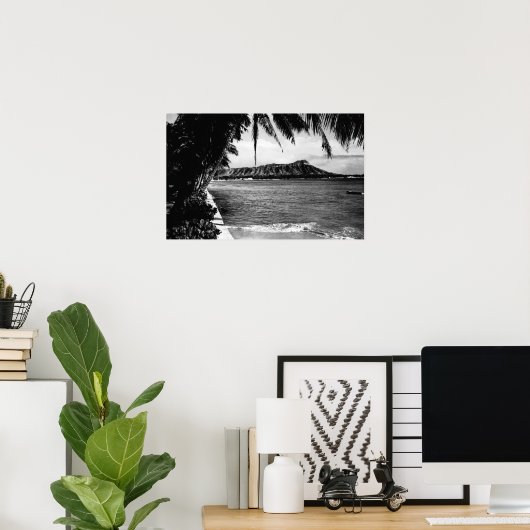 Honolulu, Hawaii - View of Diamond Head ポスター (ホームオフィス)