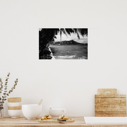 Honolulu, Hawaii - View of Diamond Head ポスター (キッチン)