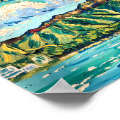 Honolulu Hawaii Vintage Travel Van Gogh Landscape ポスター (角)