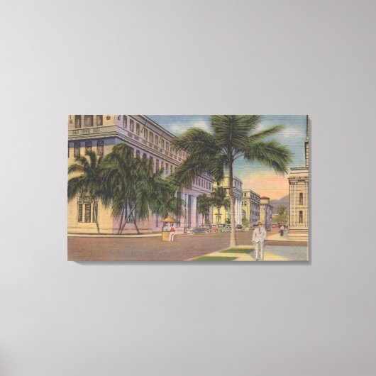 Honolulu, HIView of Bishop St.Honolulu, HI キャンバスプリント (正面)