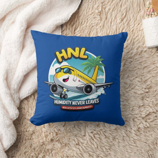 Honolulu HNL Airport Code Throw Pillow クッション (ブランケット)