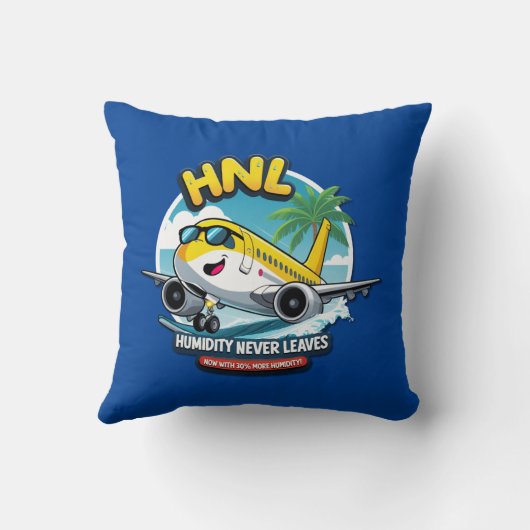 Honolulu HNL Airport Code Throw Pillow クッション (裏面)