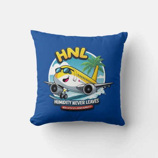 Honolulu HNL Airport Code Throw Pillow クッション (正面)