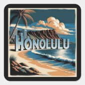 Honolulu O’aho Hawaii スクエアシール (正面)