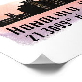Honolulu Skyline Latitude and Longitude Print ポスター (角)