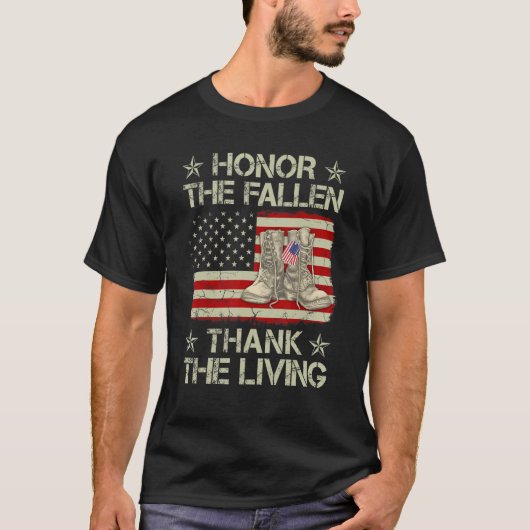 Honor 落ちた The Living 感謝してい退役軍人Day Com Tシャツ (正面)